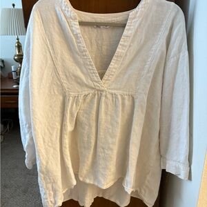 Zara Women's White V-Neck Top